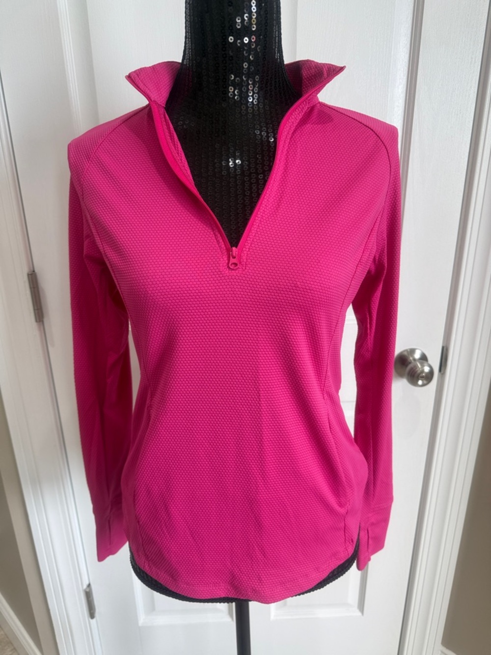 Women's Bright Pink Half-Zip Pullover Top